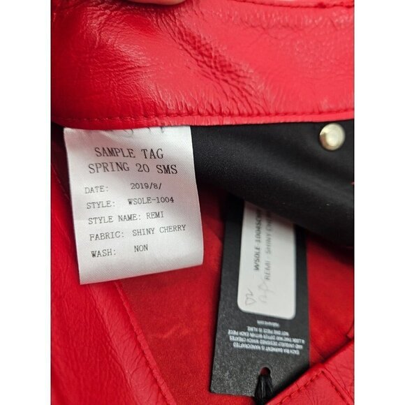 New RtA Remi Red Leather Pants Womens 26 Shiny Cherry Straight Leg - Picture 7 of 8